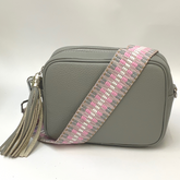 GEMMA Crossbody Leather Bag Light Grey